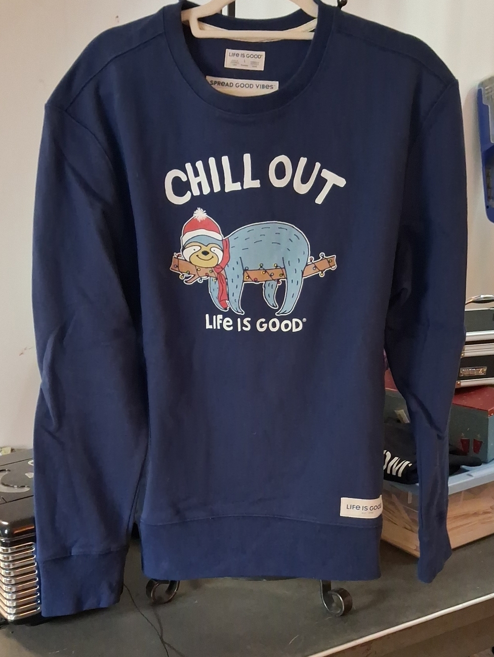 Life Is Good Navy 'Chill Out' Sloth Graphic Sweatshirt